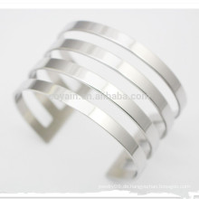 Edelstahl Wide Open Hollow Striped Silber Armband Armband